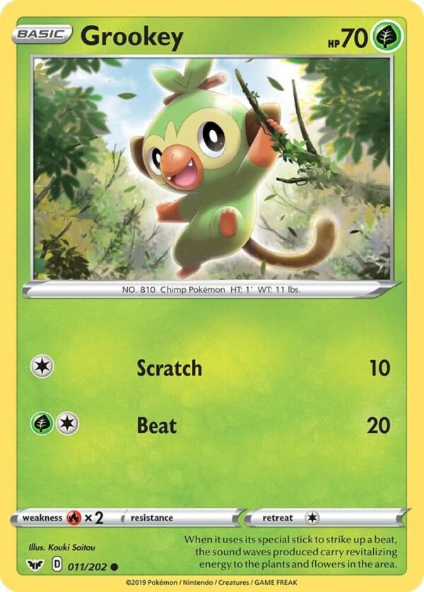 Grookey (011) 011/202 Reverse Holofoil SWSH01: Sword & Shield Base Set