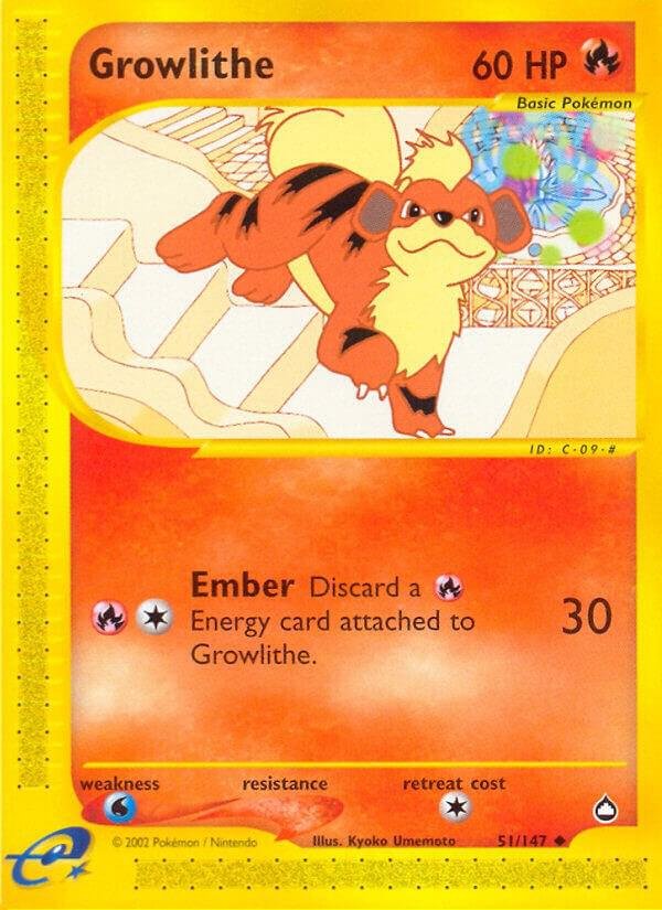 Growlithe (51) 051/147 Reverse Holofoil Aquapolis Growlithe (51) 051/147 Reverse Holofoil Aquapolis