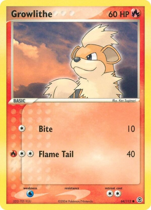 Growlithe 64/112 Reverse Holofoil FireRed & LeafGreen Growlithe 64/112 Reverse Holofoil FireRed & LeafGreen