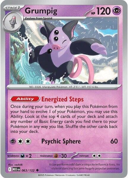 Grumpig 063/132 Reverse Holofoil ME01: Mega Evolution Grumpig 063/132 Reverse Holofoil ME01: Mega Evolution