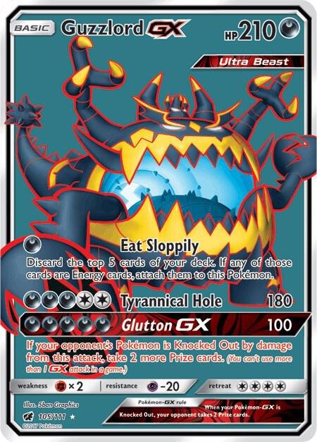 Guzzlord GX (Full Art) 105/111 Holofoil SM – Crimson Invasion Guzzlord GX (Full Art) 105/111 Holofoil SM – Crimson Invasion