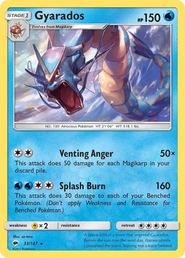 Gyarados 33/147 Reverse Holofoil SM – Burning Shadows Gyarados 33/147 Reverse Holofoil SM – Burning Shadows