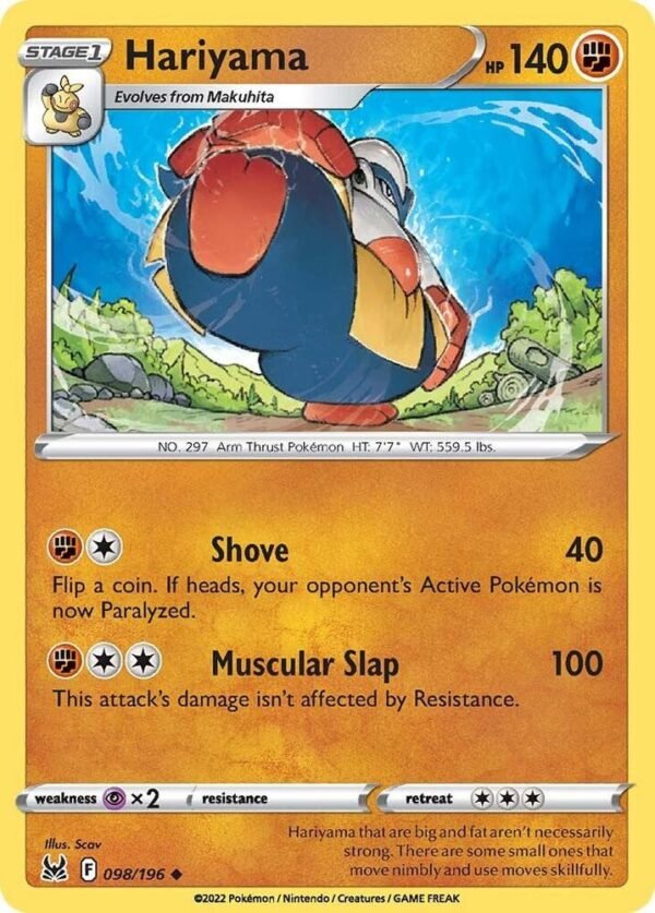 Hariyama 098/196 Reverse Holofoil SWSH11: Lost Origin
