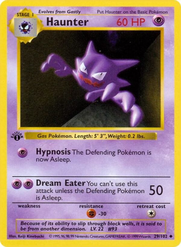 Haunter 029/102 1st Edition Base Set (Shadowless) Haunter 029/102 1st Edition Base Set (Shadowless)