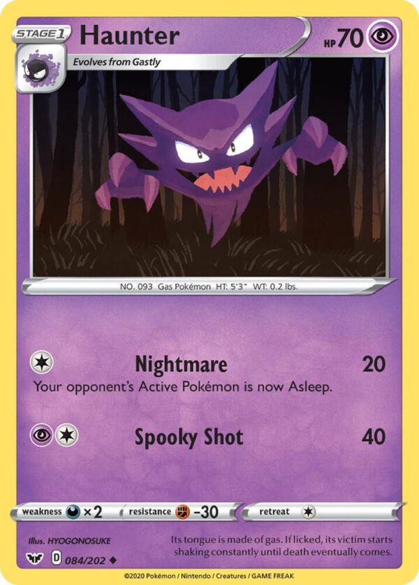 Haunter 084/202 Reverse Holofoil SWSH01: Sword & Shield Base Set Haunter 084/202 Reverse Holofoil SWSH01: Sword & Shield Base Set