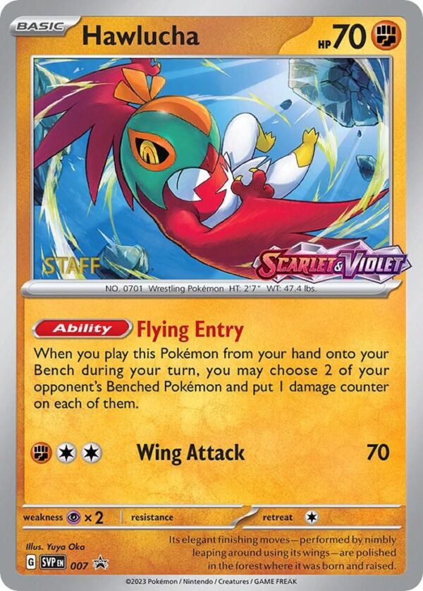 Hawlucha 007 (Prerelease) [Staff] Holofoil SV: Scarlet & Violet Promo Cards