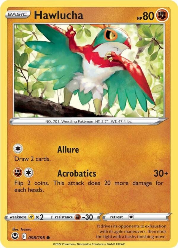 Hawlucha 098/195 Reverse Holofoil SWSH12: Silver Tempest