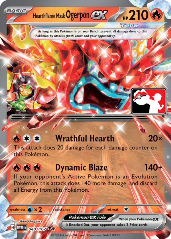 Hearthflame Mask Ogerpon ex 040/167 Holofoil Prize Pack Series Cards Hearthflame Mask Ogerpon ex 040/167 Holofoil Prize Pack Series Cards