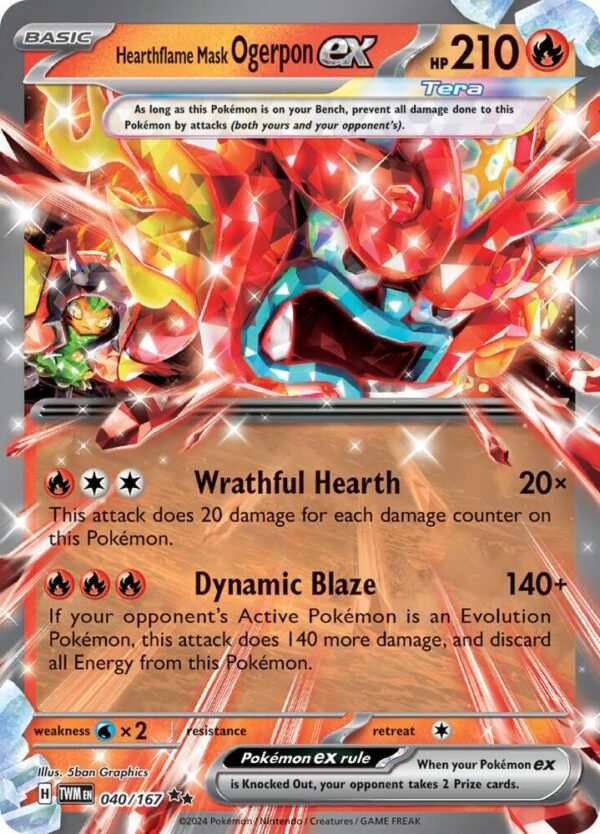 Hearthflame Mask Ogerpon ex 040/167 Holofoil SV06: Twilight Masquerade Hearthflame Mask Ogerpon ex 040/167 Holofoil SV06: Twilight Masquerade