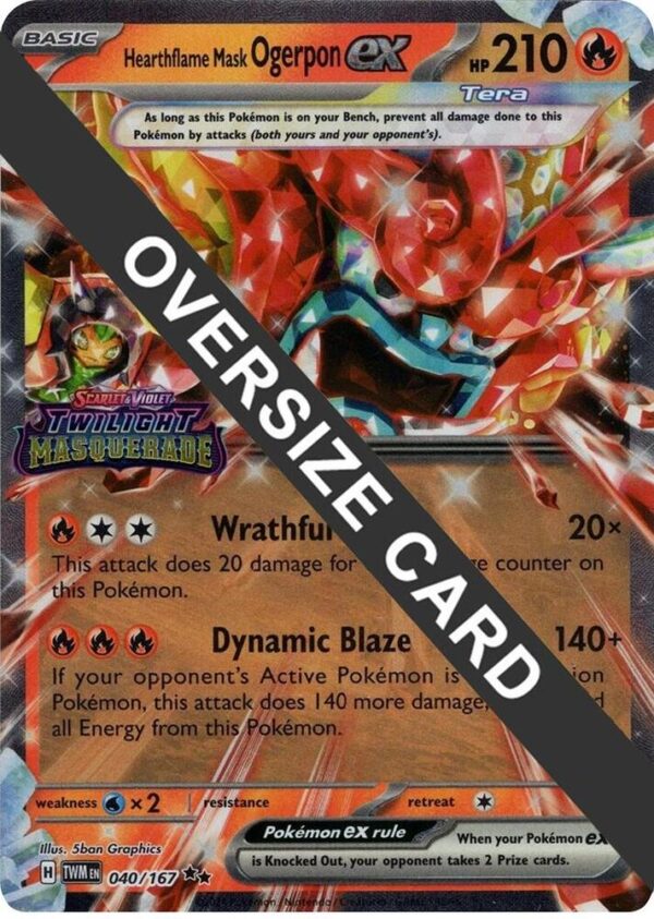 Hearthflame Mask Ogerpon ex (Twilight Masquerade Stamp) 040/167 Holofoil Jumbo Cards Hearthflame Mask Ogerpon ex (Twilight Masquerade Stamp) 040/167 Holofoil Jumbo Cards