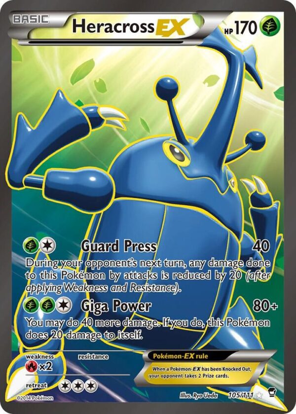 Heracross EX (105 Full Art) 105/111 Holofoil XY – Furious Fists Heracross EX (105 Full Art) 105/111 Holofoil XY – Furious Fists