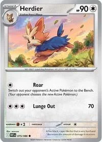 Herdier | 075/086 | Reverse Holofoil | SV: White Flare