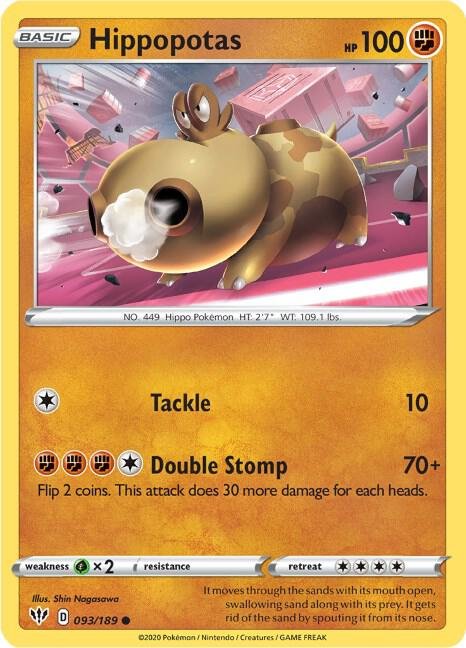 Hippopotas 093/189 Normal SWSH03: Darkness Ablaze