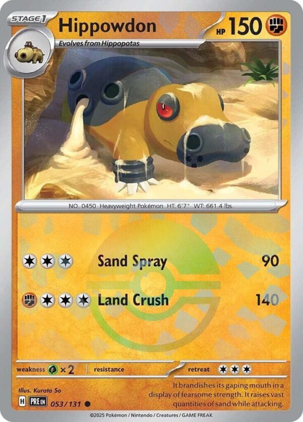 Hippowdon (Poke Ball Pattern) 053/131 Holofoil SV: Prismatic Evolutions Hippowdon (Poke Ball Pattern) 053/131 Holofoil SV: Prismatic Evolutions