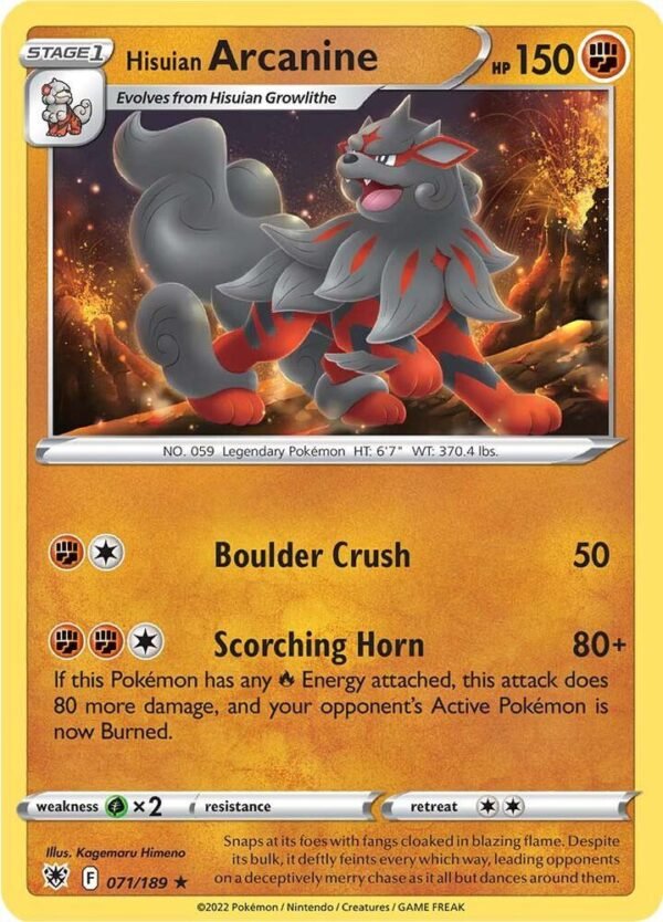 Hisuian Arcanine 071/189 Reverse Holofoil SWSH10: Astral Radiance Hisuian Arcanine 071/189 Reverse Holofoil SWSH10: Astral Radiance
