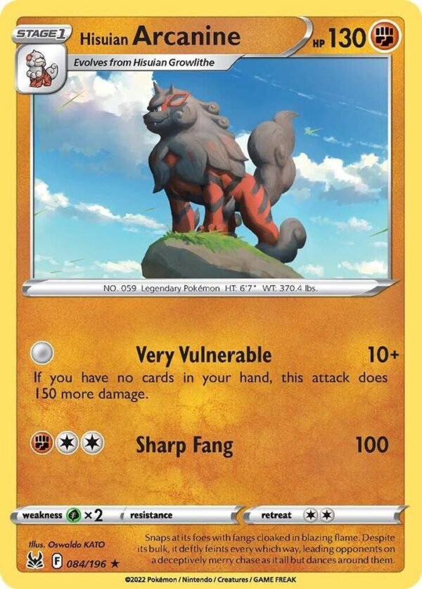 Hisuian Arcanine 084/196 Holofoil SWSH11: Lost Origin Hisuian Arcanine 084/196 Holofoil SWSH11: Lost Origin