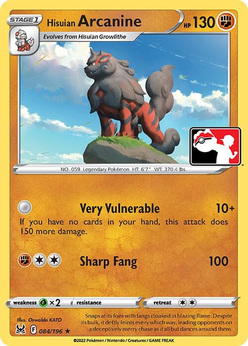 Hisuian Arcanine 084/196 Normal Prize Pack Series Cards