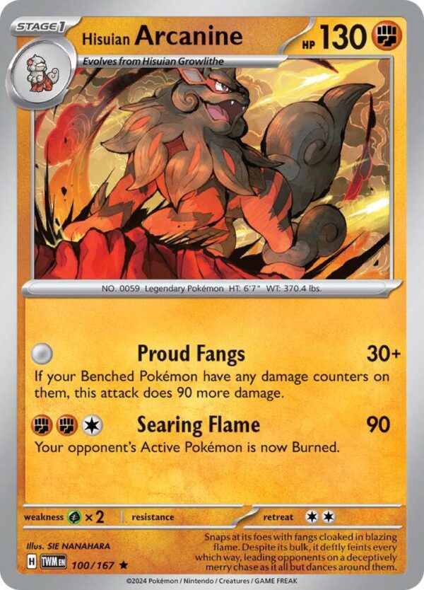 Hisuian Arcanine 100/167 Holofoil SV06: Twilight Masquerade