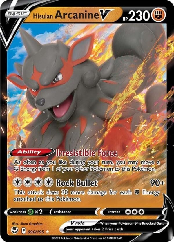 Hisuian Arcanine V 090/195 Holofoil SWSH12: Silver Tempest Hisuian Arcanine V 090/195 Holofoil SWSH12: Silver Tempest