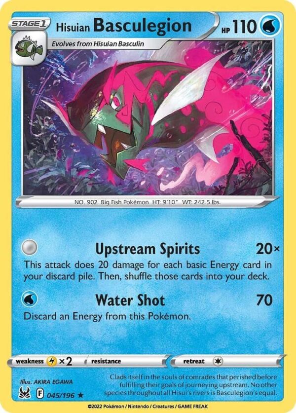 Hisuian Basculegion 045/196 Reverse Holofoil SWSH11: Lost Origin Hisuian Basculegion 045/196 Reverse Holofoil SWSH11: Lost Origin