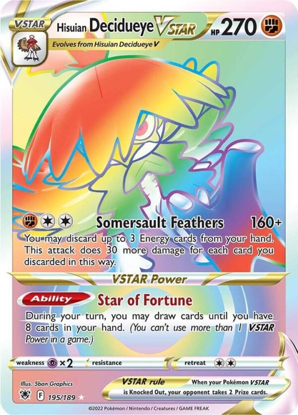 Hisuian Decidueye VSTAR (Secret) 195/189 Holofoil SWSH10: Astral Radiance