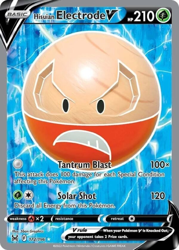 Hisuian Electrode V (Full Art) 172/196 Holofoil SWSH11: Lost Origin