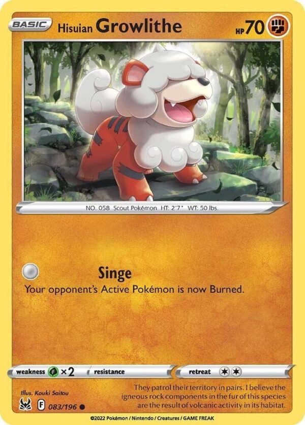 Hisuian Growlithe 083/196 Normal SWSH11: Lost Origin