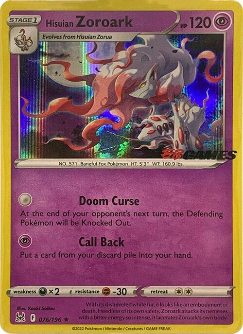 Hisuian Zoroark 076/196 (EB Games Exclusive) Holofoil Miscellaneous Cards & Products
