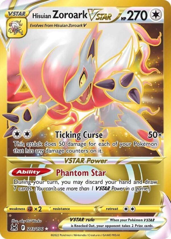 Hisuian Zoroark VSTAR (213) (Secret) 213/196 Holofoil SWSH11: Lost Origin