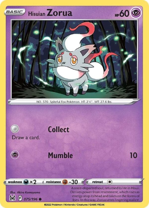 Hisuian Zorua 075/196 Normal SWSH11: Lost Origin