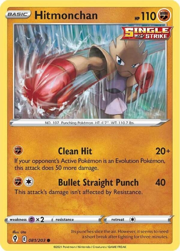Hitmonchan 081/203 Normal SWSH07: Evolving Skies Hitmonchan 081/203 Normal SWSH07: Evolving Skies