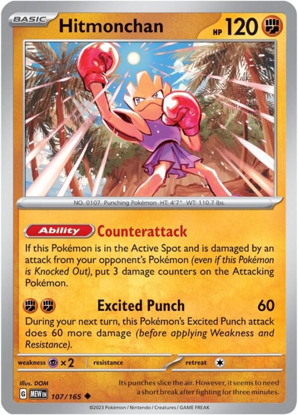 Hitmonchan 107/165 Reverse Holofoil SV: Scarlet & Violet 151 Hitmonchan 107/165 Reverse Holofoil SV: Scarlet & Violet 151
