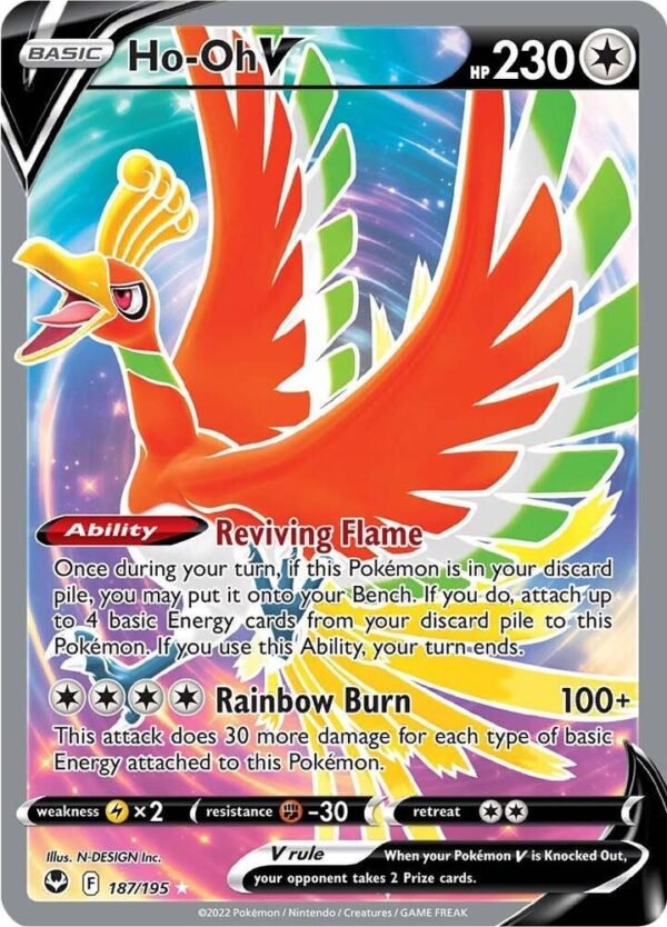 Ho-Oh V (Full Art) 187/195 Holofoil SWSH12: Silver Tempest Ho-Oh V (Full Art) 187/195 Holofoil SWSH12: Silver Tempest