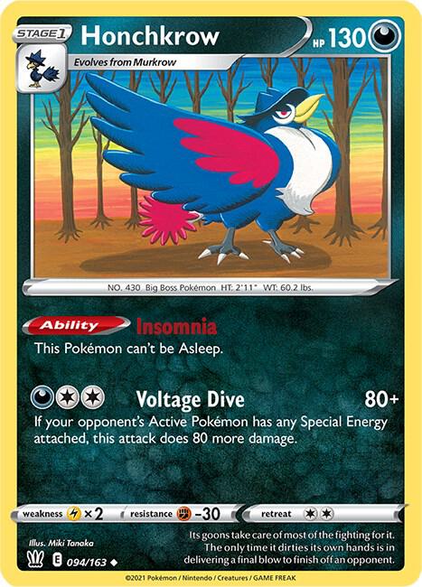 Honchkrow 094/163 Reverse Holofoil SWSH05: Battle Styles Honchkrow 094/163 Reverse Holofoil SWSH05: Battle Styles
