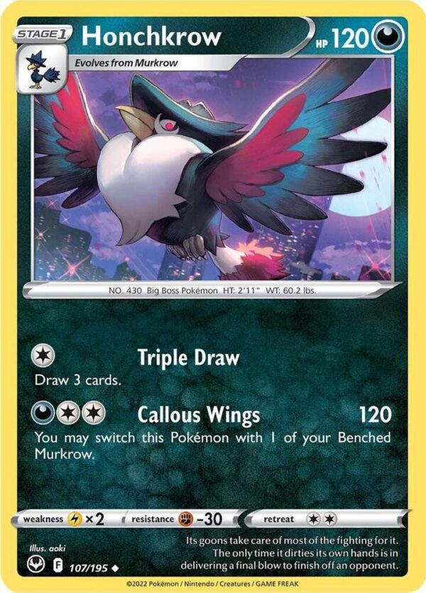 Honchkrow 107/195 Normal SWSH12: Silver Tempest