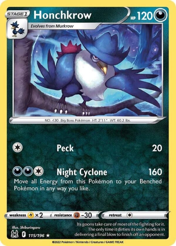 Honchkrow 115/196 Reverse Holofoil SWSH11: Lost Origin