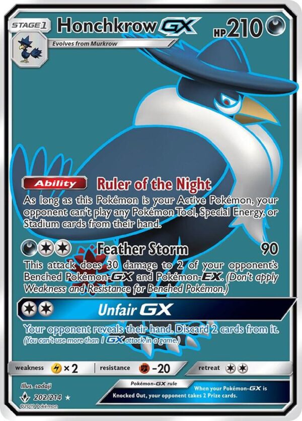 Honchkrow GX (Full Art) 202/214 Holofoil SM – Unbroken Bonds Honchkrow GX (Full Art) 202/214 Holofoil SM – Unbroken Bonds