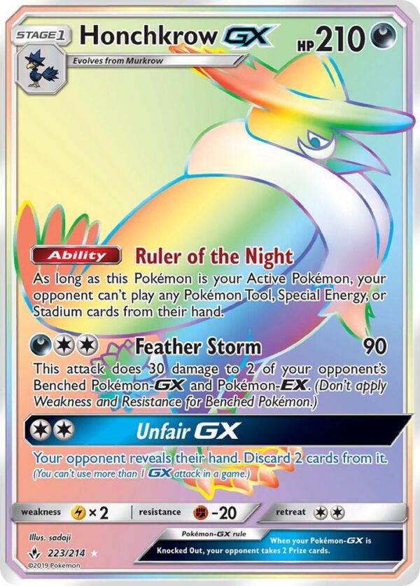 Honchkrow GX (Secret) 223/214 Holofoil SM – Unbroken Bonds Honchkrow GX (Secret) 223/214 Holofoil SM – Unbroken Bonds
