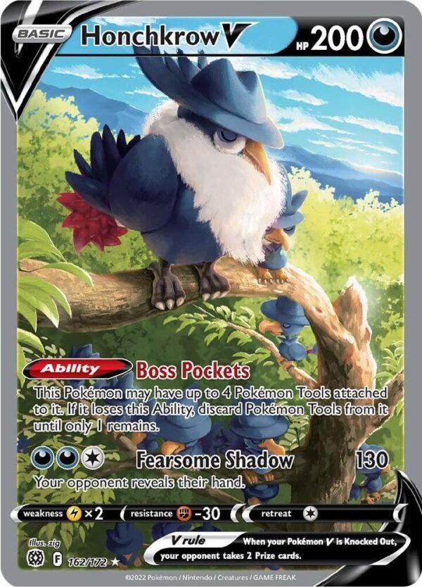 Honchkrow V (Alternate Full Art) 162/172 Holofoil SWSH09: Brilliant Stars Honchkrow V (Alternate Full Art) 162/172 Holofoil SWSH09: Brilliant Stars