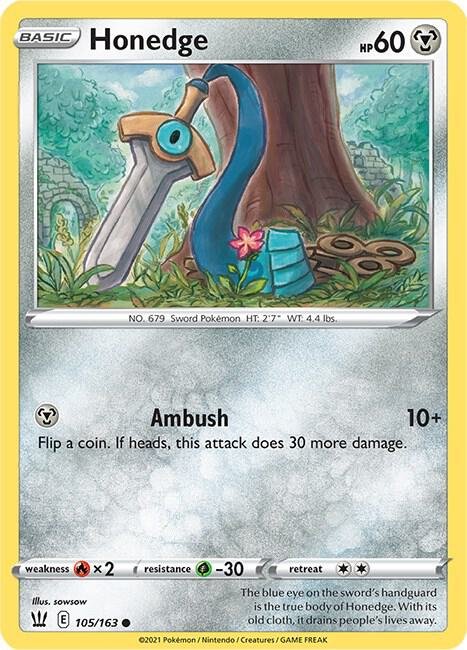 Honedge 105/163 Normal SWSH05: Battle Styles Honedge 105/163 Normal SWSH05: Battle Styles