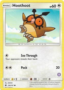 Hoothoot (1) 106/147 Normal SM Trainer Kit: Alolan Sandslash & Alolan Ninetales Hoothoot (1) 106/147 Normal SM Trainer Kit: Alolan Sandslash & Alolan Ninetales