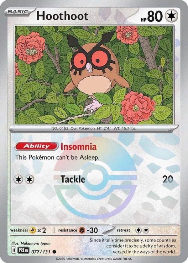 Hoothoot (Poke Ball Pattern) 077/131 Holofoil SV: Prismatic Evolutions Hoothoot (Poke Ball Pattern) 077/131 Holofoil SV: Prismatic Evolutions