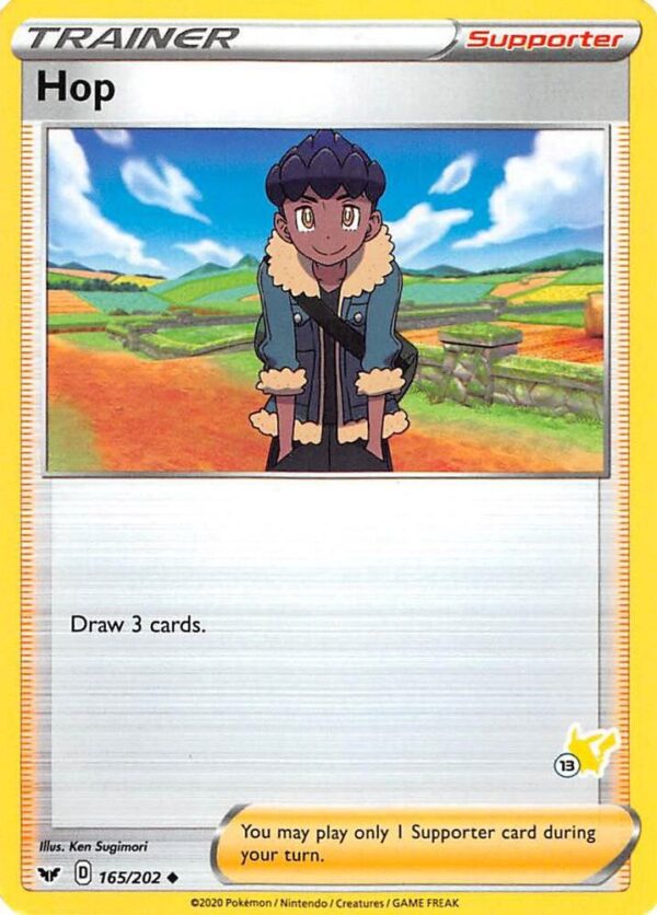 Hop 165/202 (#13 Pikachu Stamped) Normal Battle Academy 2022