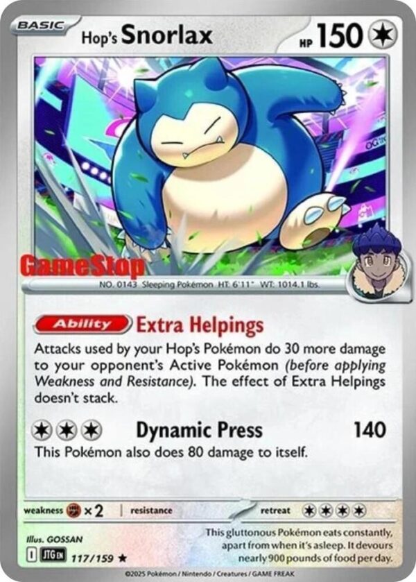 Hop’s Snorlax 117/159 (GameStop) (Cosmos Holo) Holofoil Miscellaneous Cards & Products