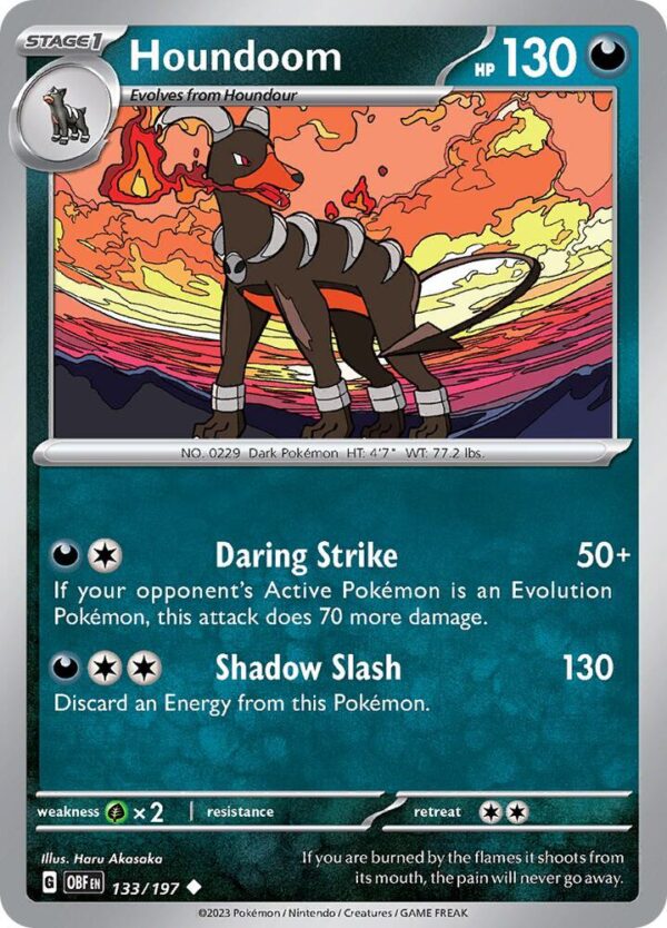 Houndoom 133/197 Reverse Holofoil SV03: Obsidian Flames
