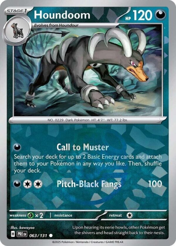 Houndoom (Master Ball Pattern) 063/131 Holofoil SV: Prismatic Evolutions Houndoom (Master Ball Pattern) 063/131 Holofoil SV: Prismatic Evolutions