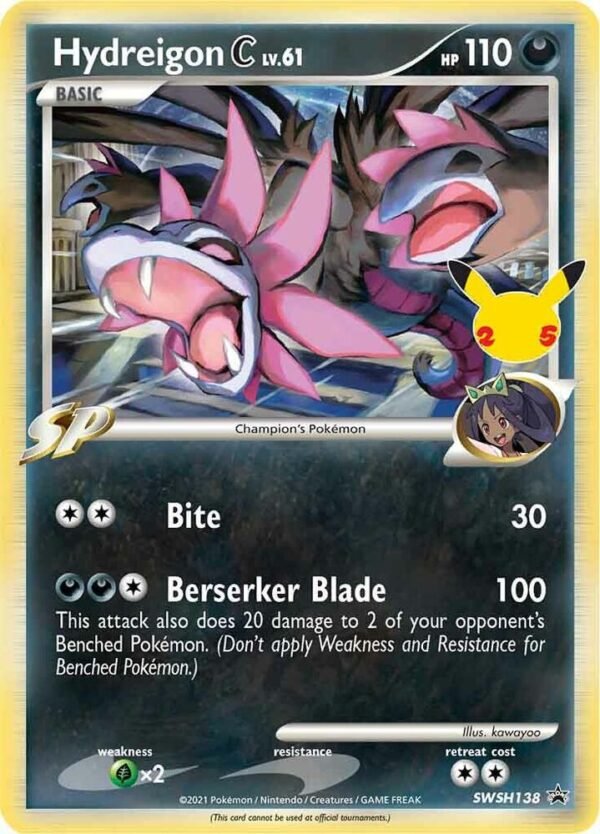 Hydreigon C lv.61 SWSH138 Holofoil SWSH: Sword & Shield Promo Cards Hydreigon C lv.61 SWSH138 Holofoil SWSH: Sword & Shield Promo Cards