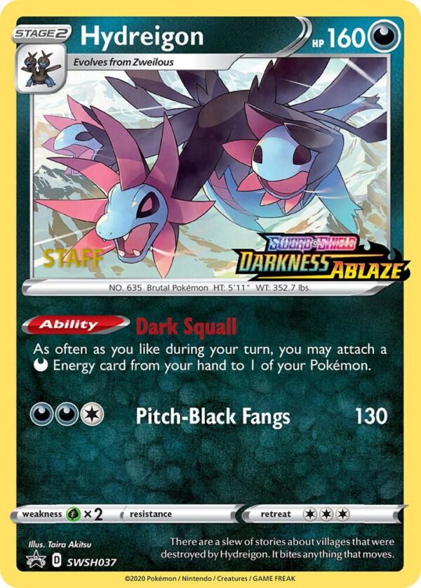 Hydreigon SWSH037 (Prerelease) [Staff] Holofoil SWSH: Sword & Shield Promo Cards
