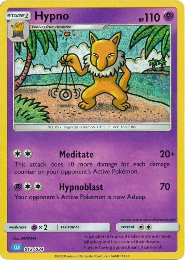 Hypno 012/034 Holofoil Trading Card Game Classic