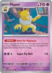 Hypno | 097/165 | Reverse Holofoil | SV: Scarlet & Violet 151